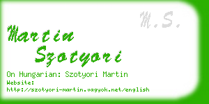martin szotyori business card